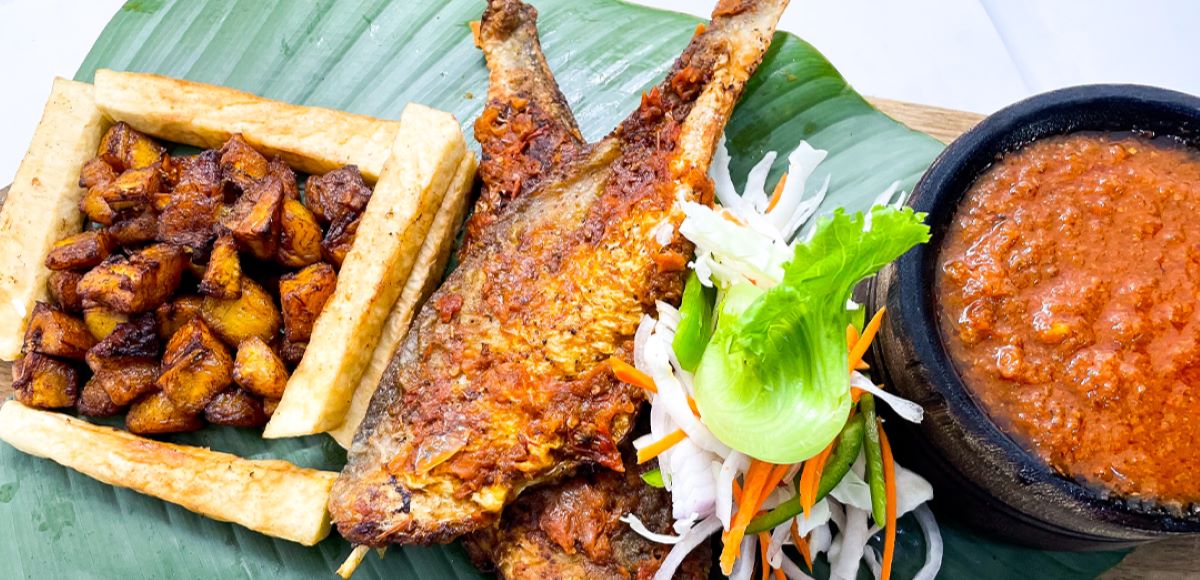 smoked fish, plantain, potato, vegetables